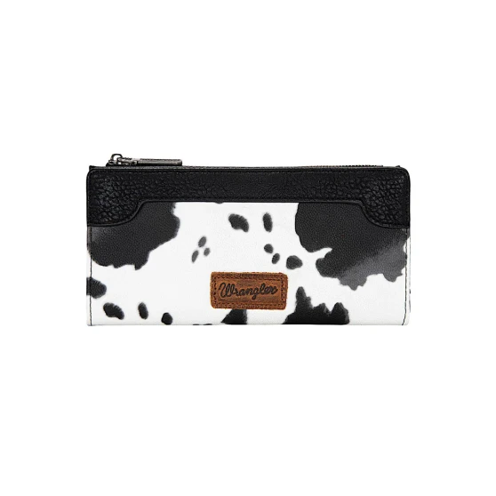 Wrangler Womens Cow Print Slim Wallet - Black