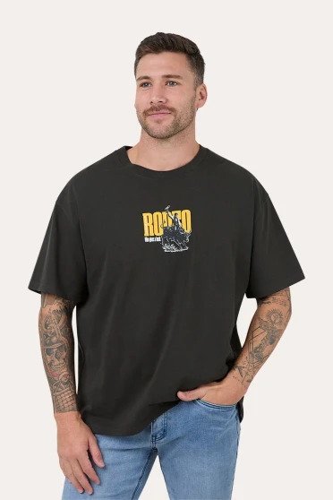 Ringers Western Mens Who Gives A Buck Box Fit Tee - Charcoal