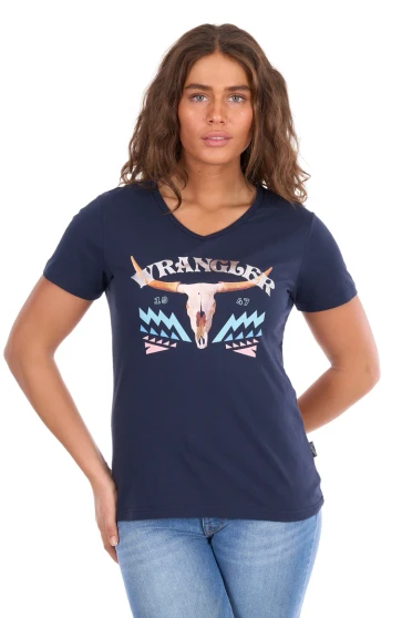 Wrangler Womens Lana V-Neck S/S Tee - Navy