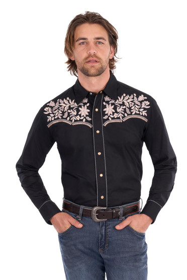 Wrangler Mens Anthony Emb LS Shirt - Black