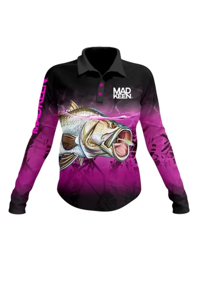 Mad Keen Womens Barra 20 Fishing Polo - Black/Pink