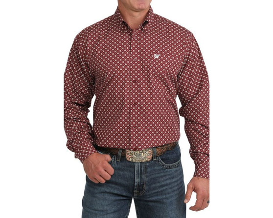 Cinch Men's Classic Fit L/S Shirt - Burgundy