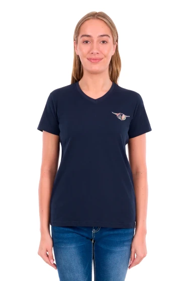 Bullzye Womens Belle V-Neck S/S Tee - Navy