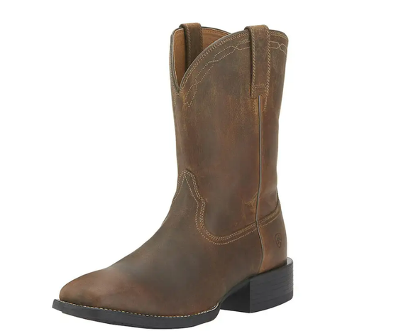 Ariat Mens Heritage Roper Wide Square Toe Western Boot - Brown