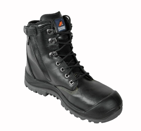 Black High Leg ZipSider Boot w/ Scuff Cap