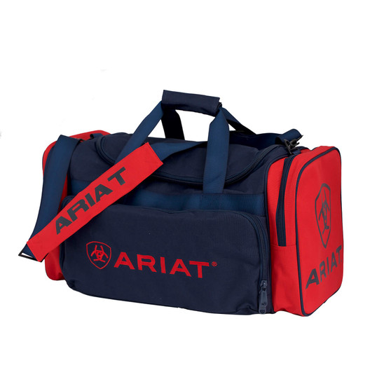Ariat Gear Bag Red/Navy with dual handles and adjustable shoulder strap features.