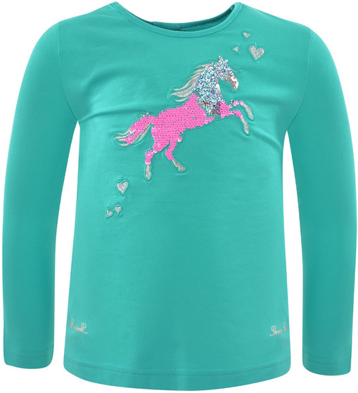 Thomas Cook Girls Toby Horse L/S Top - Aqua