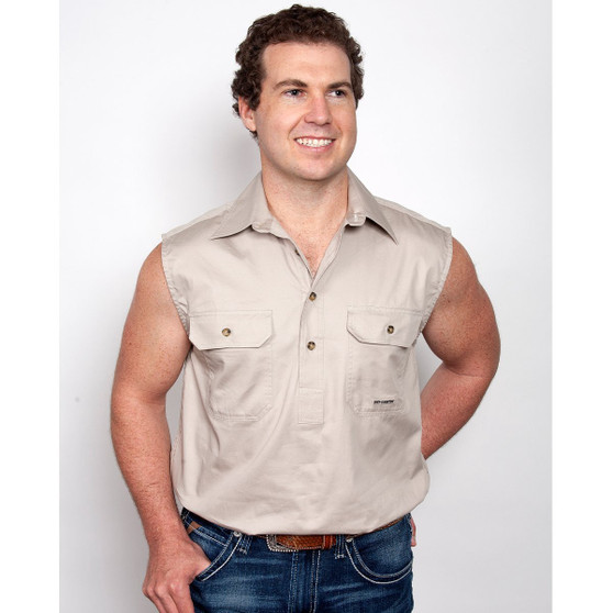 Just Country Jack Sleeveless Work Shirt Stone