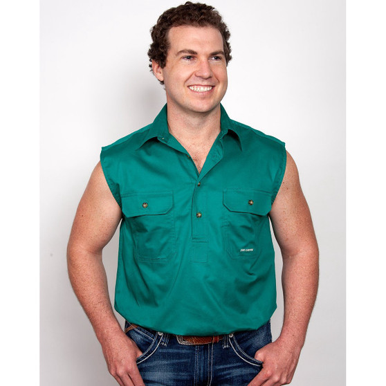 Just Country Jack Sleeveless Work Shirt Dark Green