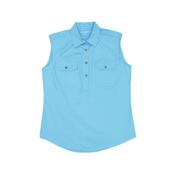 Just Country Kerry Sleeveless Work Shirt Sky Blue