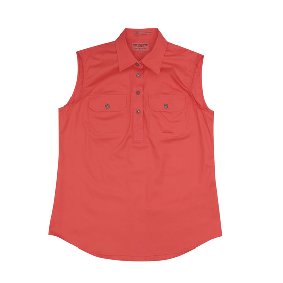 Just Country Kerry Sleeveless Work Shirt Hot Coral
