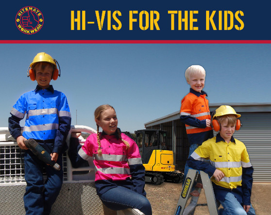 Pilbara Kids 2 Tone Open Front Workshirt with Tape