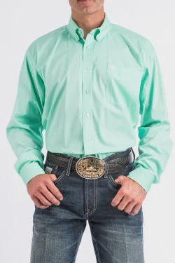 ON SALE Cinch Men's L/S Button Down Shirt Solid Mint