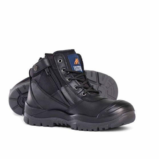 ON SALE Black Zip Sider Boot w/ Scuff Cap