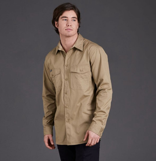 King Gee Work Cool 2 L/S Shirt - Khaki