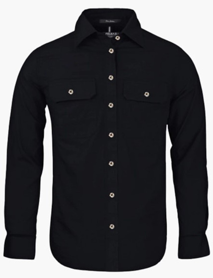 Men's Pilbara Collection Full Button L/S Shirt Black