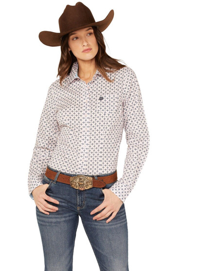ON SALE Cinch Women's Button Down L/S Western Shirt Pink/Navy Print