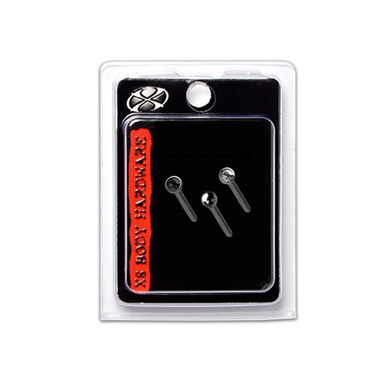 X8 NOSE STUD STRAIGHT POST BLACK/BALL/CRYSTAL 3PK 82020