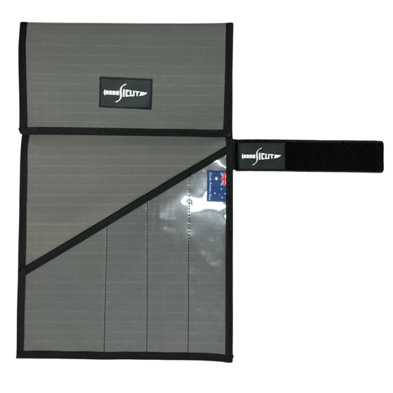 SICUT  Rip Stop Canvas Choppper Knife, Tool & Utensil Wrap Roll With Clear Front – 4 Pockets – Touch Tape Closure