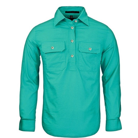 Women's Pilbara Closed Front L/S Shirt  - Jade