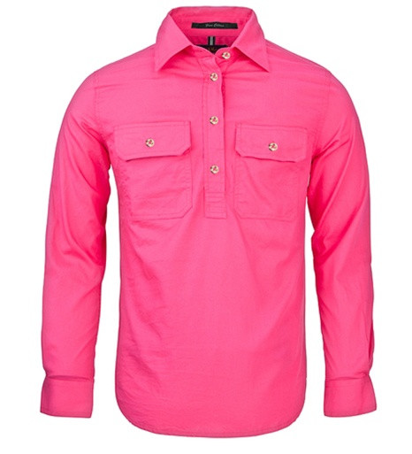 Women's Pilbara Closed Front L/S Shirt Hot Pink