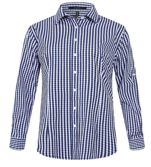 Pilbara Collection Women's Check L/S Shirt Navy-White Check