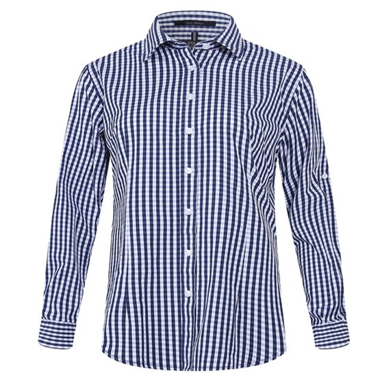 Pilbara Collection Women's Check L/S Shirt Navy-White Check