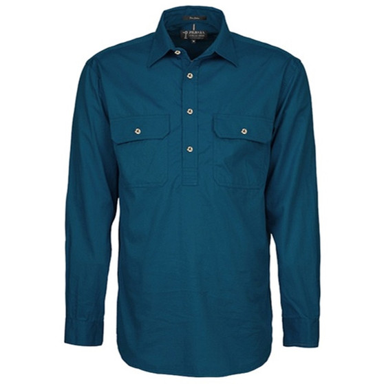 Pilbara Mens Closed Front L/S Workshirt - Diesel