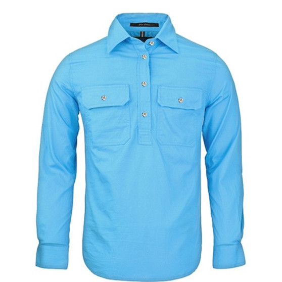 Pilbara Women's Closed Front L/S Shirt - Cornflower