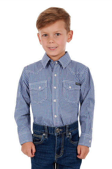 ON SALE Pure Western Boys Oliver L/S Shirt (P3S3100751) Blue/Red