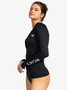 Roxy Women's New Essentials Long Sleeve Zip-Up Rash Vest - Anthracite