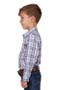 Pure Western Boys Lucas LS Shirt - White/Blue