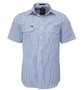 Pilbara Men's S/S Shirt, Double Pockets - Blue/Navy/White
