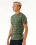 Rip Curl Mens Plain Stripe Tee Dark Olive
