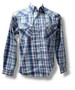 Bisley Men's Snap Button L/S Western Shirt Large Check Blue