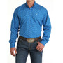 Cinch Men's "Blue/White Squares" LS Shirt - Royal Blue