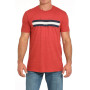 Cinch Men's Striped Chest Logo Tee - Red