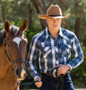 Pure Western Men's Nicholas LS Shirt - Navy/ Tan