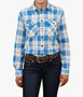 Pilbara Collection Women's Open Front Flannelette Shirt - Blue/Brown/ White