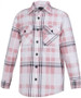 Pilbara Collection Women's Open Front Flannelette Shirt - Pink/ Taupe/ White
