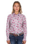 Pure Western Women's Marsha Long Sleeve Shirt - White/Pink