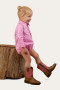 Ringers Western Babies Howdy Tot L/S Workshirt Romper - Pink/White