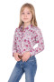 Pure Western Girls Marsha Long Sleeve Shirt - White/ Pink