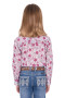 Pure Western Girls Marsha Long Sleeve Shirt - White/ Pink