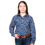 Just Country Girls Harper Half Button L/S Work Shirt  Navy/Candy