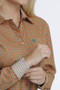 Cinch Women's Dark Orange Geo Print Long Sleeve Button Western Shirt