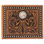 Roper Bi-Fold Tooled Wallet - Leather Tan