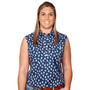 Just Country Womens Lilly Half Button Sleeveless Work Shirt-Navy/Candy