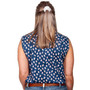 Just Country Womens Lilly Half Button Sleeveless Work Shirt-Navy/Candy