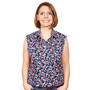 Just Country Womens Lilly Half Button Sleeveless Work Shirt -Navy